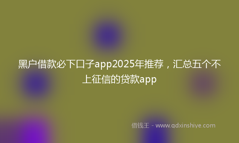 黑户借款必下口子app2025年推荐，汇总五个不上征信的贷款app