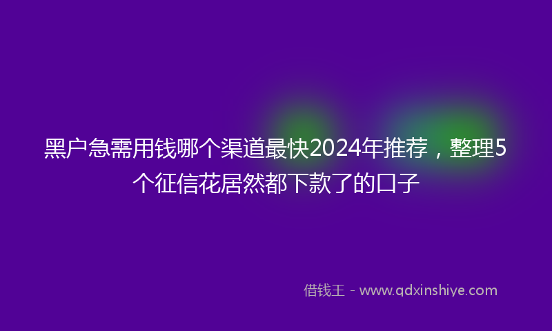 黑户急需用钱哪个渠道最快2024年推荐，整理5个征信花居然都下款了的口子