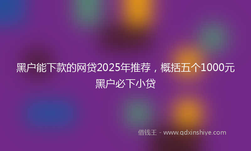 黑户能下款的网贷2025年推荐，概括五个1000元黑户必下小贷