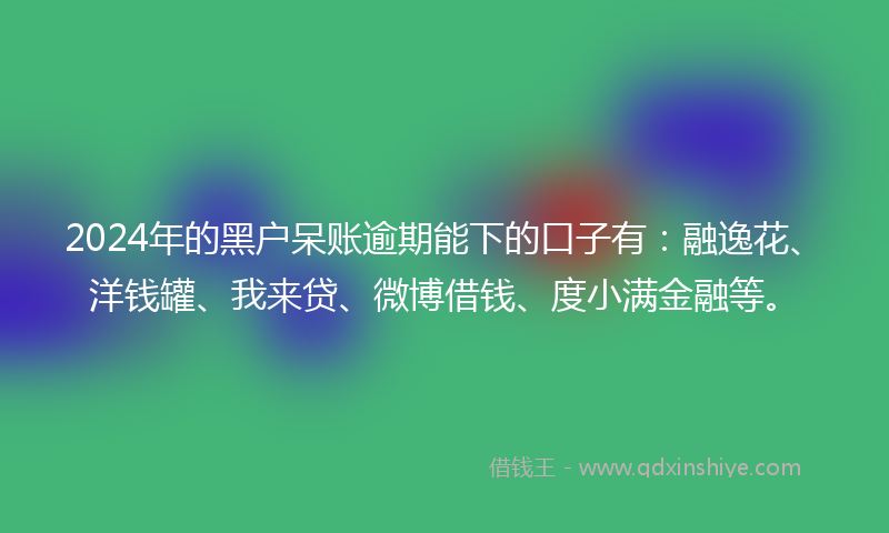 2024年的黑户呆账逾期能下的口子有：融逸花、洋钱罐、我来贷、微博借钱、度小满金融等。