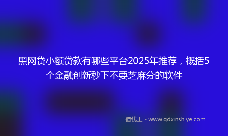 黑网贷小额贷款有哪些平台2025年推荐，概括5个金融创新秒下不要芝麻分的软件