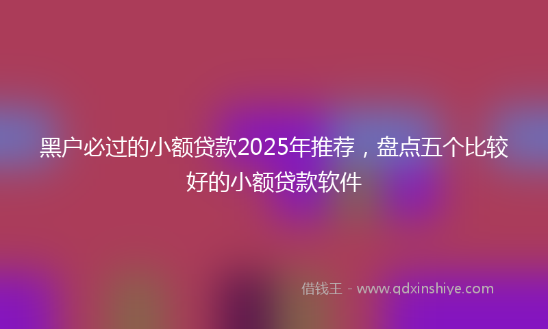 黑户必过的小额贷款2025年推荐，盘点五个比较好的小额贷款软件