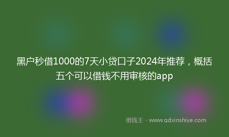 黑户秒借1000的7天小贷口子2024年推荐，概括五个可以借钱不用审核的app
