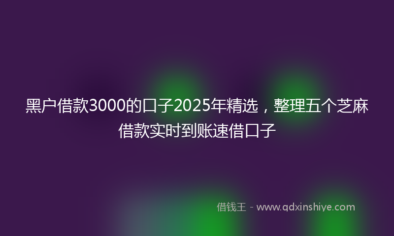 黑户借款3000的口子2025年精选，整理五个芝麻借款实时到账速借口子