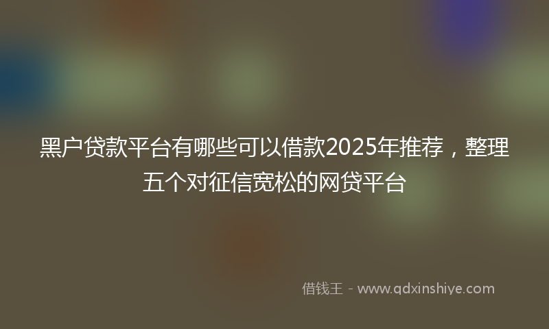 黑户贷款平台有哪些可以借款2025年推荐，整理五个对征信宽松的网贷平台