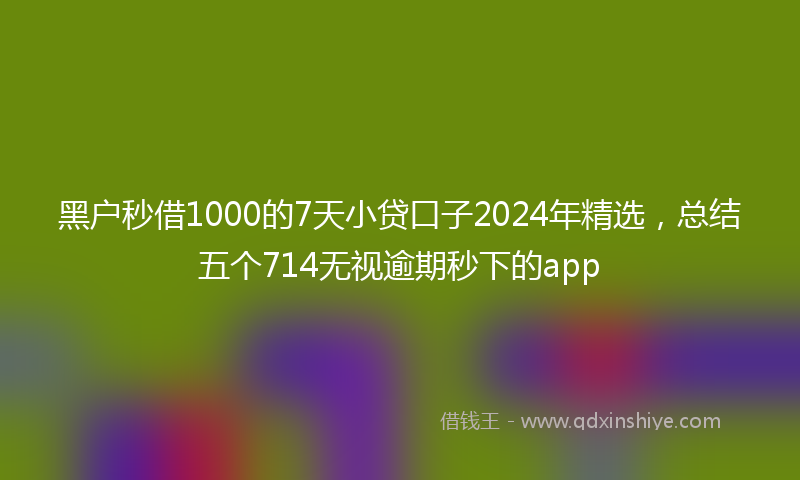 黑户秒借1000的7天小贷口子2024年精选，总结五个714无视逾期秒下的app