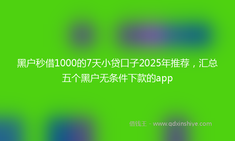 黑户秒借1000的7天小贷口子2025年推荐，汇总五个黑户无条件下款的app