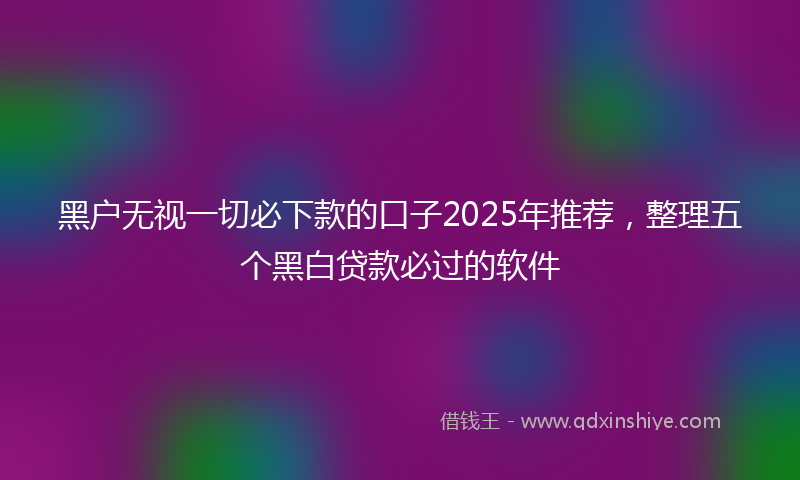 黑户无视一切必下款的口子2025年推荐，整理五个黑白贷款必过的软件