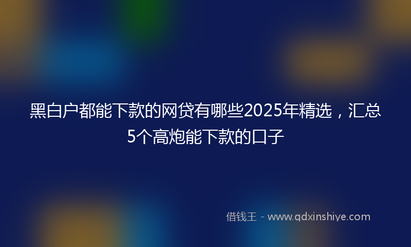 黑白户都能下款的网贷有哪些2025年精选，汇总5个高炮能下款的口子