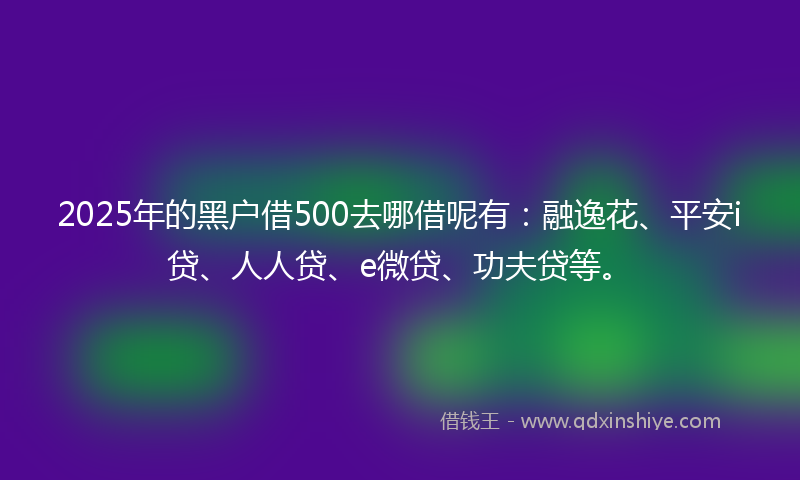 2025年的黑户借500去哪借呢有：融逸花、平安i贷、人人贷、e微贷、功夫贷等。