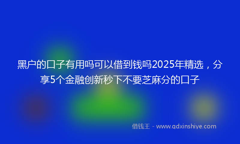 黑户的口子有用吗可以借到钱吗2025年精选，分享5个金融创新秒下不要芝麻分的口子