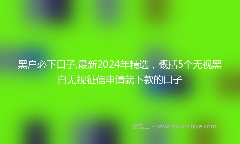 黑户必下口子,最新2024年精选，概括5个无视黑白无视征信申请就下款的口子