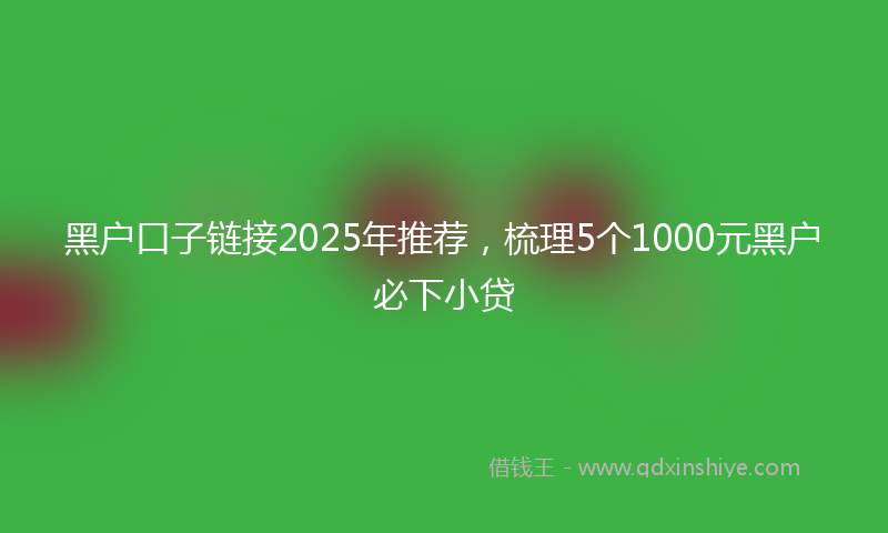 黑户口子链接2025年推荐，梳理5个1000元黑户必下小贷