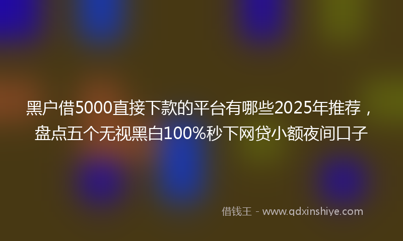 黑户借5000直接下款的平台有哪些2025年推荐，盘点五个无视黑白100%秒下网贷小额夜间口子