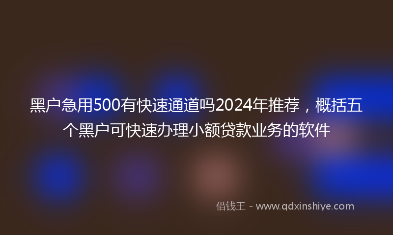 黑户急用500有快速通道吗2024年推荐，概括五个黑户可快速办理小额贷款业务的软件