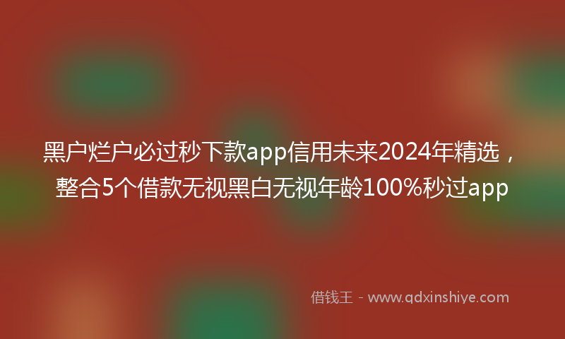 黑户烂户必过秒下款app信用未来2024年精选，整合5个借款无视黑白无视年龄100%秒过app