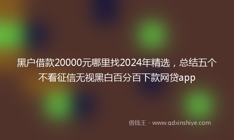 黑户借款20000元哪里找2024年精选，总结五个不看征信无视黑白百分百下款网贷app