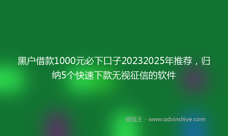 黑户借款1000元必下口子20232025年推荐，归纳5个快速下款无视征信的软件