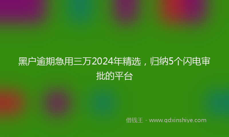 黑户逾期急用三万2024年精选，归纳5个闪电审批的平台