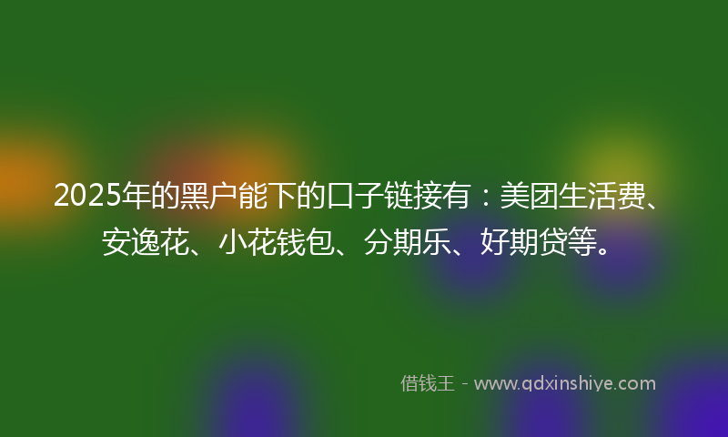 2025年的黑户能下的口子链接有：美团生活费、安逸花、小花钱包、分期乐、好期贷等。