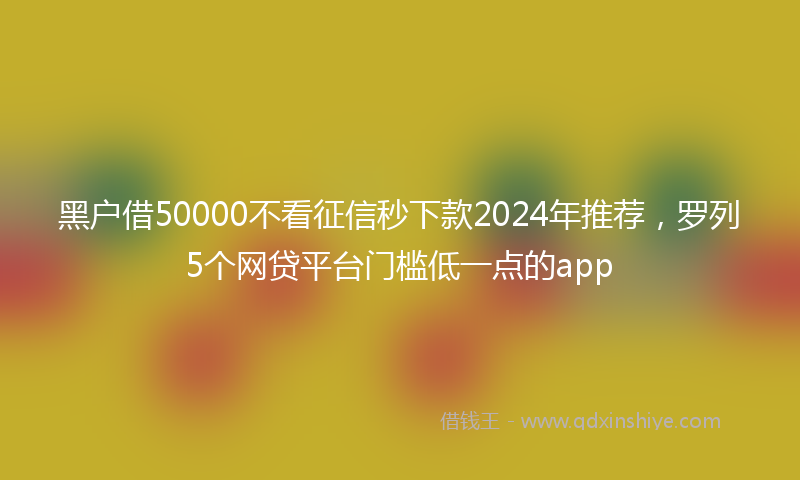 黑户借50000不看征信秒下款2024年推荐，罗列5个网贷平台门槛低一点的app