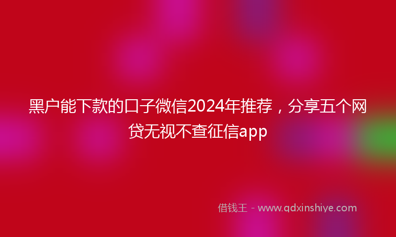 黑户能下款的口子微信2024年推荐，分享五个网贷无视不查征信app