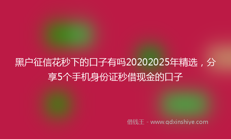 黑户征信花秒下的口子有吗20202025年精选，分享5个手机身份证秒借现金的口子