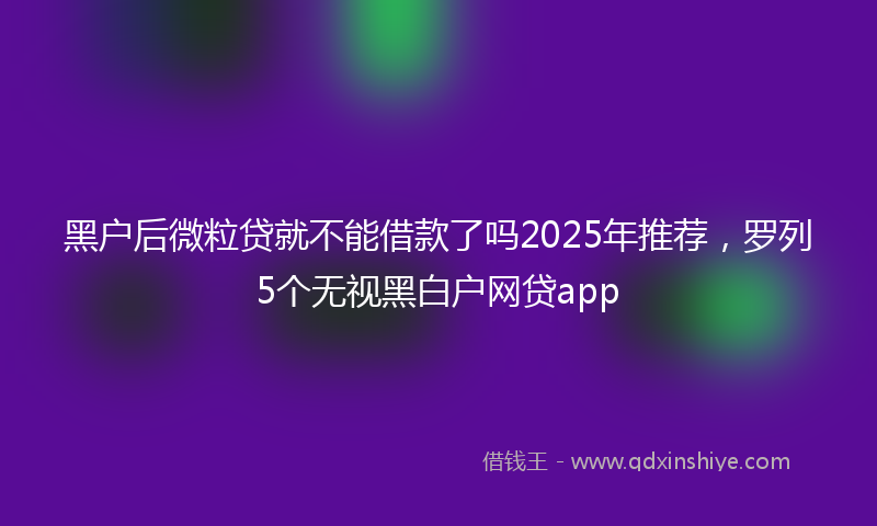 黑户后微粒贷就不能借款了吗2025年推荐，罗列5个无视黑白户网贷app