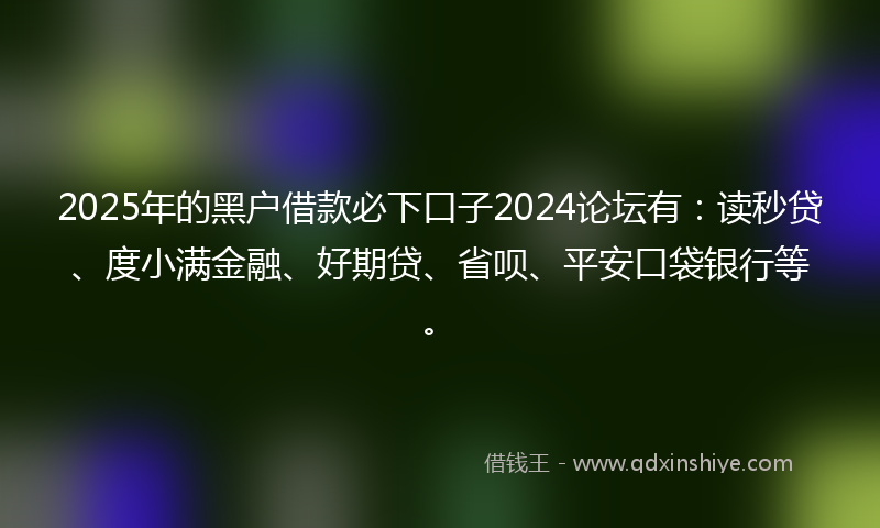 2025年的黑户借款必下口子2024论坛有：读秒贷、度小满金融、好期贷、省呗、平安口袋银行等。