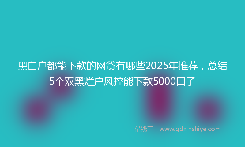 黑白户都能下款的网贷有哪些2025年推荐，总结5个双黑烂户风控能下款5000口子