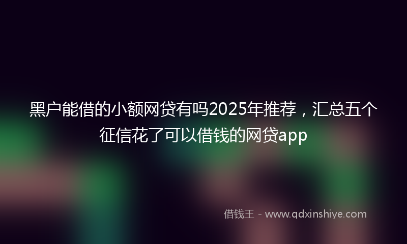 黑户能借的小额网贷有吗2025年推荐，汇总五个征信花了可以借钱的网贷app