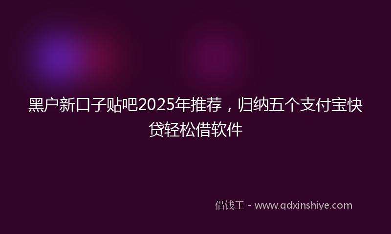 黑户新口子贴吧2025年推荐，归纳五个支付宝快贷轻松借软件