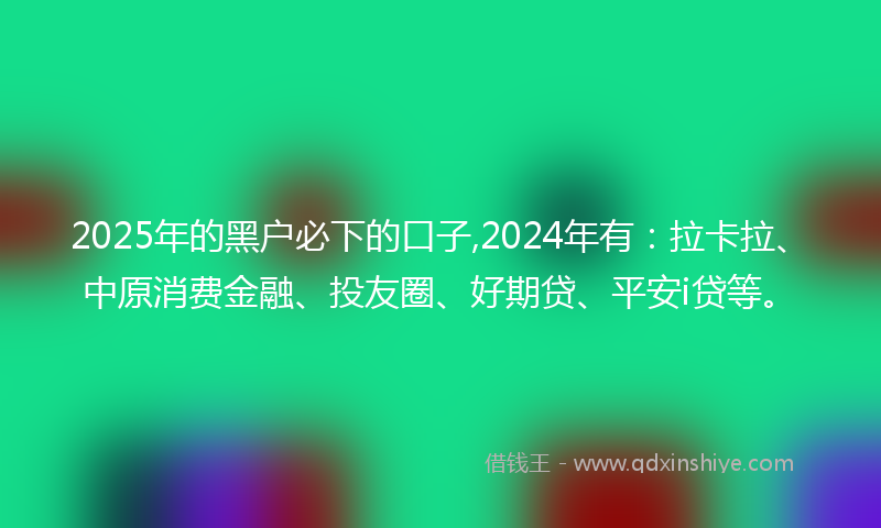 2025年的黑户必下的口子,2024年有：拉卡拉、中原消费金融、投友圈、好期贷、平安i贷等。