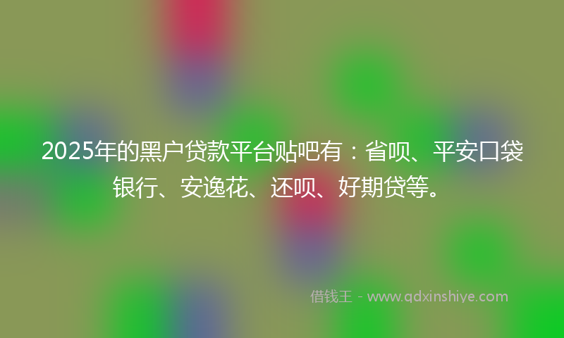 2025年的黑户贷款平台贴吧有：省呗、平安口袋银行、安逸花、还呗、好期贷等。
