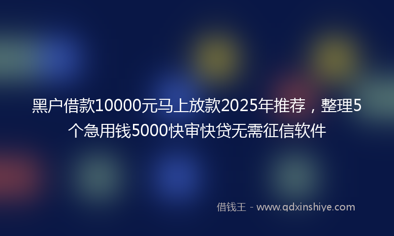 黑户借款10000元马上放款2025年推荐，整理5个急用钱5000快审快贷无需征信软件