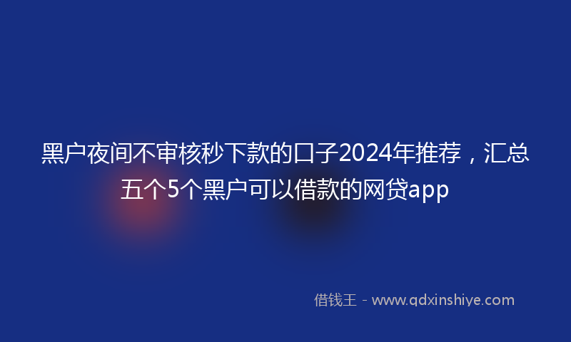 黑户夜间不审核秒下款的口子2024年推荐，汇总五个5个黑户可以借款的网贷app