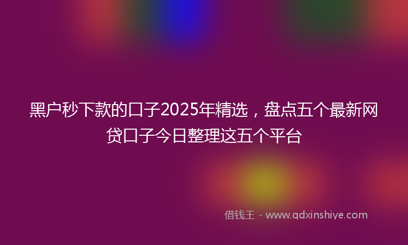 黑户秒下款的口子2025年精选，盘点五个最新网贷口子今日整理这五个平台