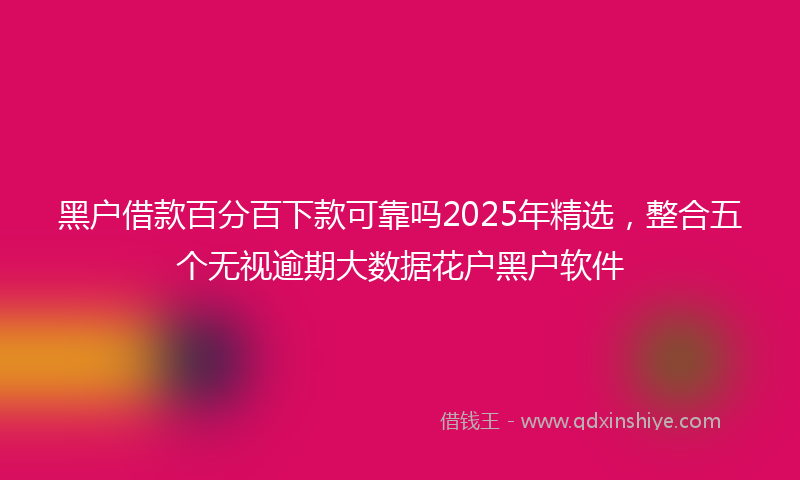 黑户借款百分百下款可靠吗2025年精选，整合五个无视逾期大数据花户黑户软件