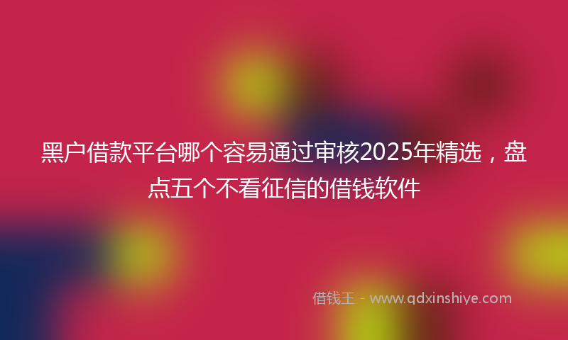 黑户借款平台哪个容易通过审核2025年精选，盘点五个不看征信的借钱软件