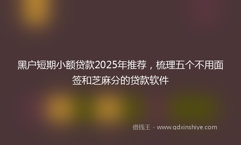 黑户短期小额贷款2025年推荐，梳理五个不用面签和芝麻分的贷款软件