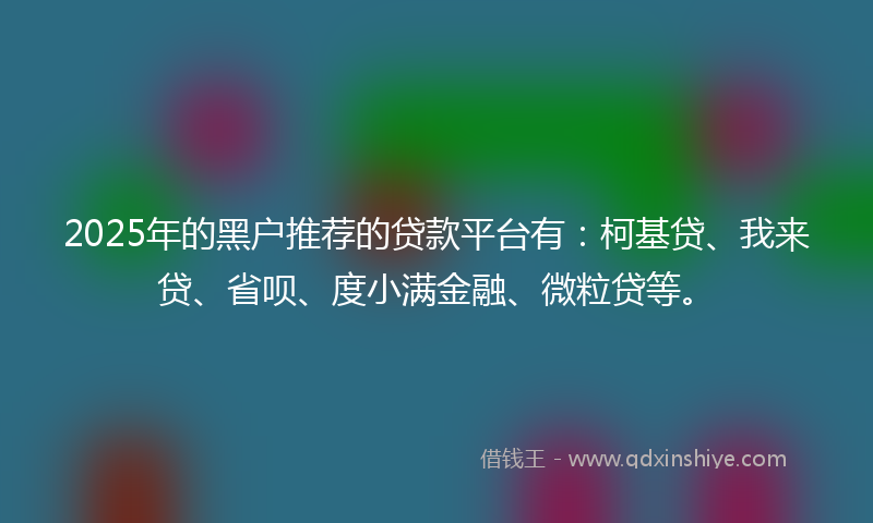 2025年的黑户推荐的贷款平台有：柯基贷、我来贷、省呗、度小满金融、微粒贷等。