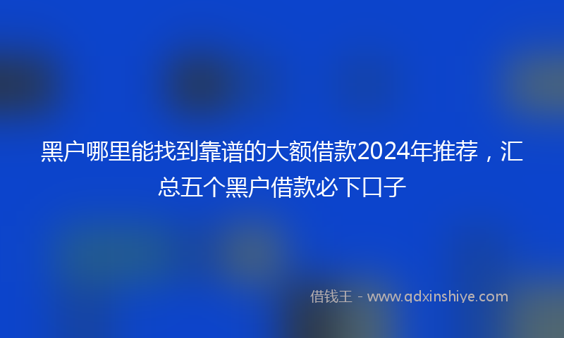 黑户哪里能找到靠谱的大额借款2024年推荐，汇总五个黑户借款必下口子
