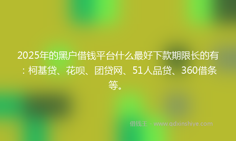2025年的黑户借钱平台什么最好下款期限长的有：柯基贷、花呗、团贷网、51人品贷、360借条等。