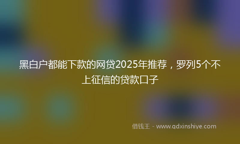黑白户都能下款的网贷2025年推荐，罗列5个不上征信的贷款口子
