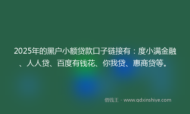 2025年的黑户小额贷款口子链接有：度小满金融、人人贷、百度有钱花、你我贷、惠商贷等。
