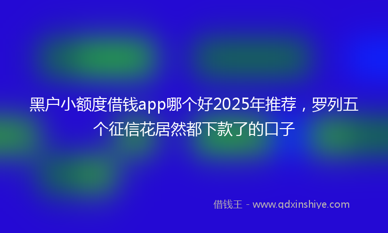 黑户小额度借钱app哪个好2025年推荐，罗列五个征信花居然都下款了的口子