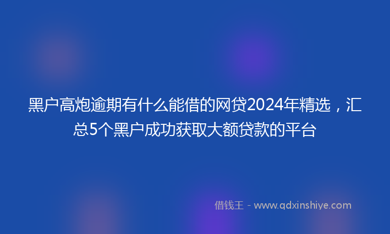 黑户高炮逾期有什么能借的网贷2024年精选，汇总5个黑户成功获取大额贷款的平台
