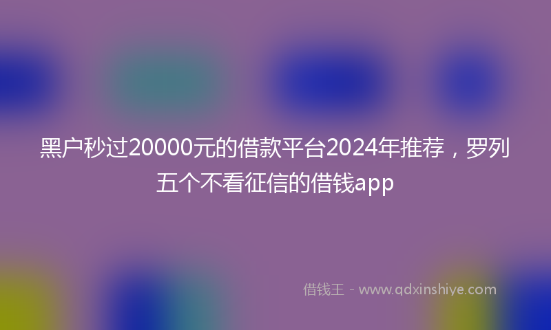 黑户秒过20000元的借款平台2024年推荐，罗列五个不看征信的借钱app