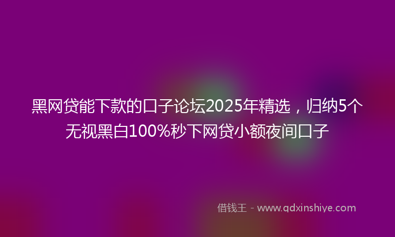黑网贷能下款的口子论坛2025年精选，归纳5个无视黑白100%秒下网贷小额夜间口子