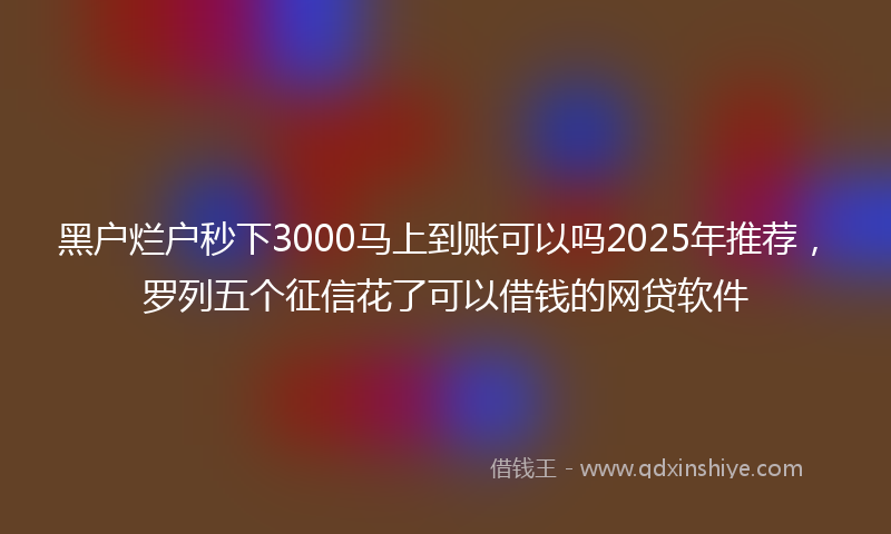 黑户烂户秒下3000马上到账可以吗2025年推荐，罗列五个征信花了可以借钱的网贷软件